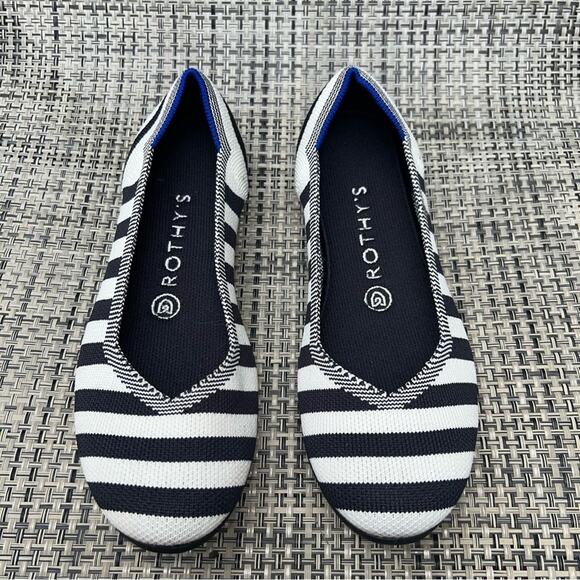 Rothy's Black White Striped Flat  - *VERY RARE * Size 6.5**-7.0  Please Read EUC - Picture 3 of 7